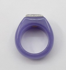 1.30CT Amethyst Lavender Jade 0.02CTW Diamond Ring 14K Gold Size 6