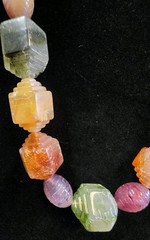 Vintage Plastic Beads Stone Like Necklace Rainbow Lucite Resin Color