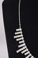 Icing Beautiful Vintage Silver Tone Clear Rhinestone Bib Choker Necklace 18″