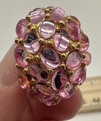 VTG SIGNED KJL KENNETH JAY LANE FAUX PINK JELLY BELLY CLIP ON EARRINGS NICE!