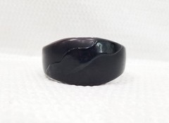 Mid Century Abstract Asymmetrical Matte & Polished Black Lucite Bangle Bracelet