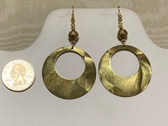 NEW LISTING* LG.HANDCRAFTED VTG.ENGRAVED GOLDEN BRASS- OPEN RING- EARRINGS-NEW#1