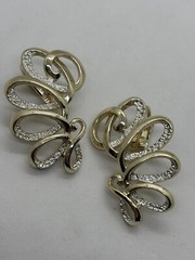 Vintage Climber Earrings Emmons in Gold and Silver Tone Clip On Signed
