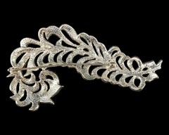 Kenneth Jay Lane KJL Encrusted Crystal Silver Tone Feather Brooch 3.25″