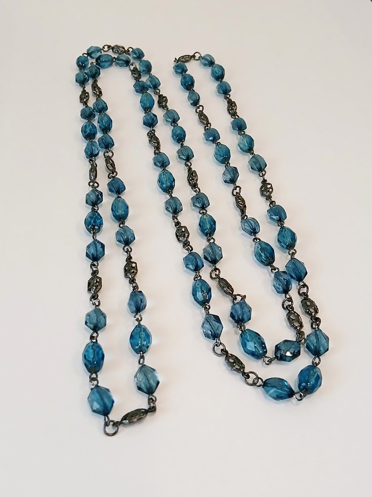 STUNNING VINTAGE 1920s ART DECO Czech CRYSTALS flapper necklace 49g~62″