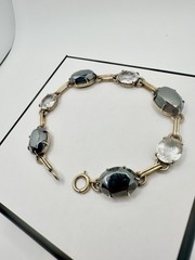 Antique Old VTG Gold Filled Tennis Bracelet White Topaz? Estate Sale Rare Read