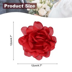 4.7″ Silk Satin Flower Brooch Pin Large Peony Floral Lapel Pin Red