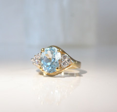 Sterling Silver 925 Natural Heated Blue Topaz Ring Size 7