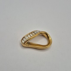 Vintage Swarovski Yellow Gold Plated Rhinestone Ribbon Slide Pendant