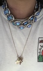 Vintage Peacock Iridescent Gripoux Cabochon AB Necklace ~ Stunning ~ Oil Slick