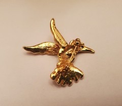 Hummingbird Brooch Features Gold-Tone Finish With Red And Black Enamel Detailing