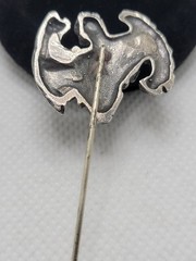 Vintage Art Nouveau Pin Winged Fairy Blowing a Horn Oxidized 2.8″ 1″ x 1″