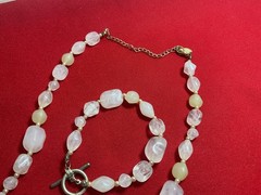 Elegant Moonstone-Inspired Necklace & Bracelet Set – Luminous Beads with Pearl-L