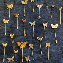 Huge Lot Vintage Jewelry Mixed Media ALL BUTTERFLIES Stick Pins Enamel Cloisonné