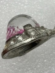 Vintage 1930s Art Deco Carl Art Dress Clip Pot Metal High Dome Unfoiled Cabochon