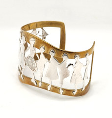 Robert Lee Morris Andy Warhol Tribute Sterling Silver & Brass Cuff Bracelet, 8″