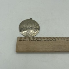 Vintage Love Medallion Necklace 1970s 1980s Silver Tone