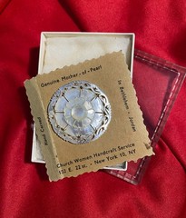 Vintage Mother of Pearl Pin, Hand Carved in Bethlehem