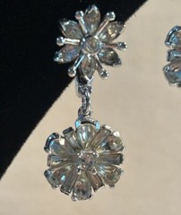 VTG Silver Tone Clear Rhinestone Choker Necklace & Screw Back Earrings Set 16.5”