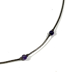 Liquid Silver Amethyst Bead Choker Necklace 17 inches Southwest Style