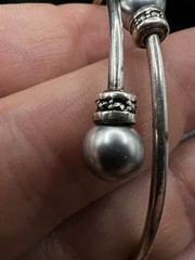 VTG Sterling Silver Sapphire Tension Cuff Faux Pearl Signed Estate Bracelet 925