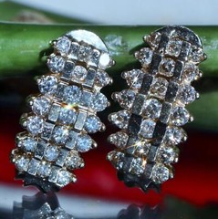 10k yellow gold earrings 1.00ct natural diamond 0.72″ pyramid dangle 4.50g N3658