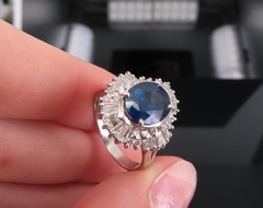 Fine 2.80ct Deep Blue Sapphire & 0.90ct Diamond Platinum Cocktail Ring, Size 7