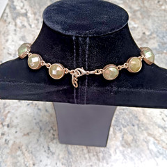 Vintage Style Georgian Collet Necklace 17″ Olive Green Iridescent Anna Wintour