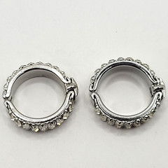 Clear Baguette Sparkly Rhinestone Hinged Clip On Small Hoop Vintage Earrings