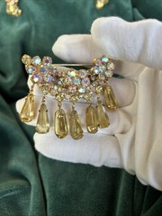 Vtg Juliana D&E 4704 Aurora Borealis Rhinestone Brooch And Clip Earrings Set