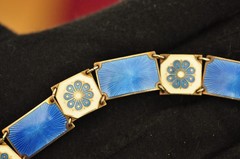 STUNNING! David Andersen Norway Sterling Silver Guilloché Enamel Bracelet @ $465
