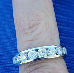 EARTH MINED REAL Diamond Wedding Band SOLID PLATINUM Anniversary Ring Size 5.25