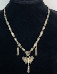 Vtg 50s AMITA 24K Sterling Silver inlay Butterfly Damascene Japan Necklace 20″