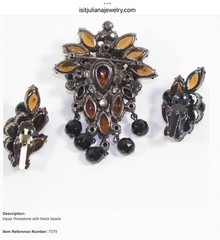 Juliana Book Piece. Black Navette, Chaton & Faceted Crystal Cha Cha Earrings