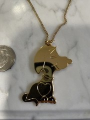 Vintage Snoopy Necklace Pendant Gold Plated Peanuts Cartoon Dangle Dog Peanuts