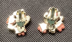 Vntg JAPAN 16 inch Choker Styler Necklace 2 pair Clip Earrings Coral Color 1950s