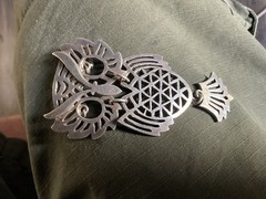Large Sterling Silver Owl Pendant Sacred Geometry Design 3” 23g