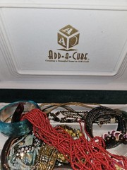 Vintage “Add A Cube” Jewelry box with jewelry lot See Pics