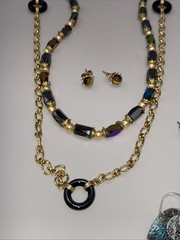 Neutral Vtg 17Pc Lot Jewelry Modern Tiger Eye Gems Gold Tone Christophe Poly