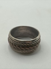 Vintage Sterling Silver Copper Rope Style Spinner Band Ring Size 6.5 Weighs 4.9g