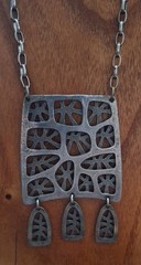 Rare Vtg Signed Louis Giusti Abstract 1960 Pendant Necklace Modernist/Brutalist