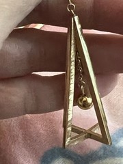 Vintage TRIFARI Dangle Long Triangle Clip Earrings Gold Tone