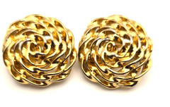 Vintage Shiny Large Clip-On Huggie Earrings Gold/Silver Tone 1970s-1990s