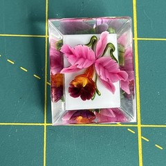 Vintage Reverse Carved Lucite Orchid Brooch White Back 1 1/8” x 7/8”
