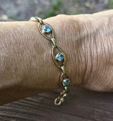 Art Deco Blue Zircon 14k Gold Bracelet