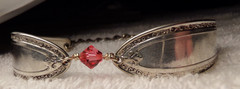 VTG 1940’S SILVER PLATE SPOON ARTIST CUT AUSTRIAN PINK CRYSTAL LINK BRACELET