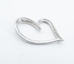 925 Sterling Silver Sparkling Topaz Open Love Heart Slide Pendant PT6164
