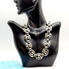 Professional Career Silver Tone Flat Link Chunky Wide Style Necklace 18 Inch