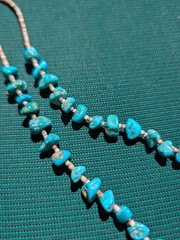 Vintage Kingman Turquoise Olive Shell Heishi Necklace 29″ Southwestern 35g