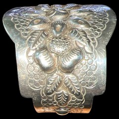 Vtg 1930s MACIEL Mexico Sterling Silver 925 Heavy Repousse Flower Cuff Bracelet